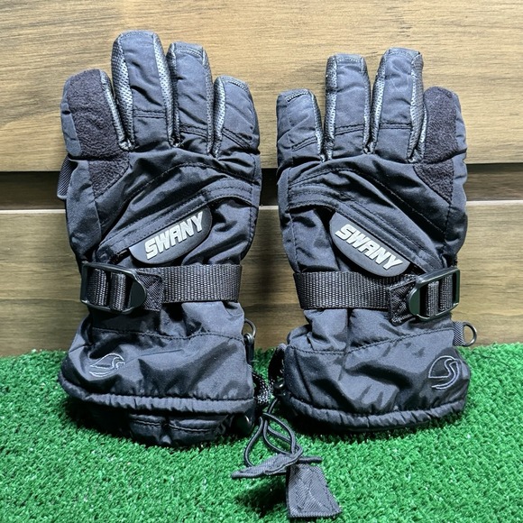 Swany‎ Gloves Youth Size Small Black Adjustable Elastic/Strap - Picture 1 of 12
